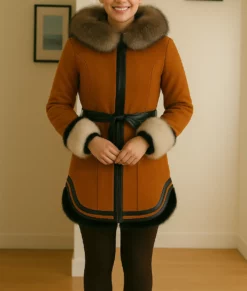 North of North Anna Lambe Orange Winter Coat-Front