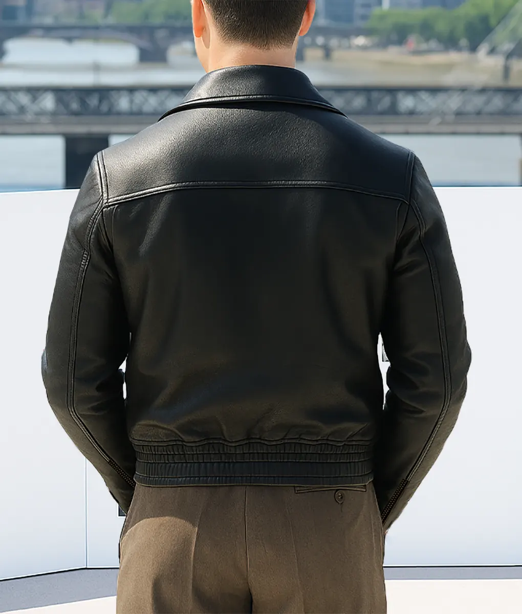 Aaron Taylor-Johnson Black Leather Jacket-Back