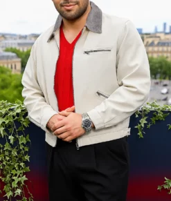 Aaron Taylor Johnson Cotton Beige Jacket-Side