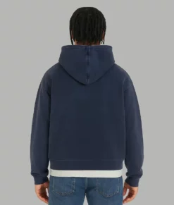 Alex Men's Navy Blue Hoodie - Clearance Item-BackView