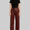 Belinda Women&rsquo;s Baggy Style Maroon Leather Pant-Front