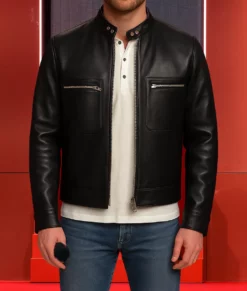 Ben Affleck Black Leather Jacket-Front
