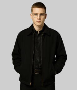 Brandon Men's Black Cotton Jacket - Clearance Item-FrontView