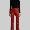 Catherine Women&rsquo;s Regular Style Red Leather Pant-Front
