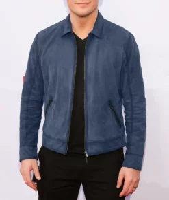 Chris Pratt Blue Suede Jacket-Front