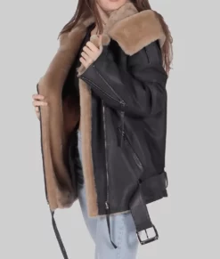 Debra Women's Black B-3 Bomber Leather Jacket - Clearance Item-FrontView