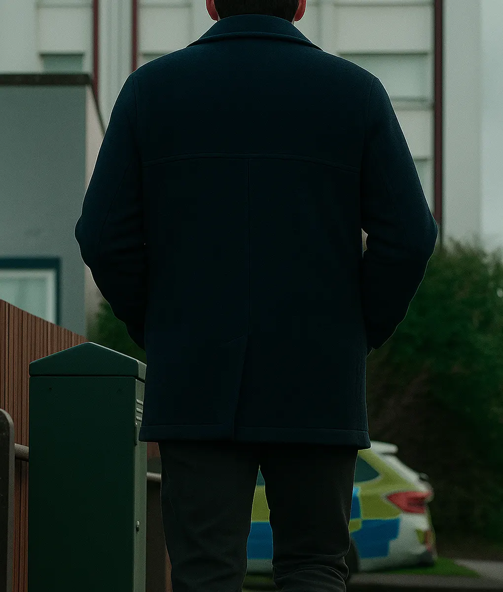 Dept. Q Matthew Goode (Carl Morck) Navy Blue Pea Coat | NYC Jackets