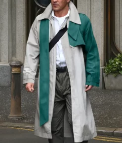 Glen Powell Double Tone Trench Coat-Front