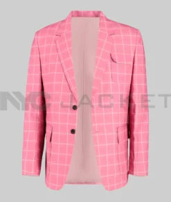 John Men's Pink Checkered Blazer - Clearance Item-FrontView
