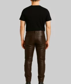 Marcos Men’s Regular Style Chocolate Brown Leather Pant-Back
