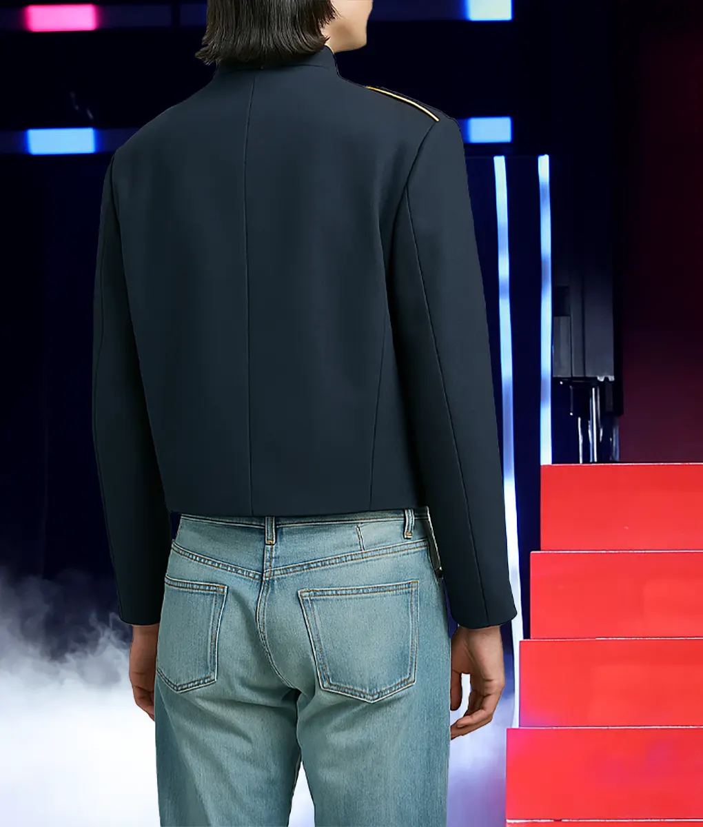 Netflix Tudum 2025 Noah Schnapp Dark Blue Military Jacket | NYC