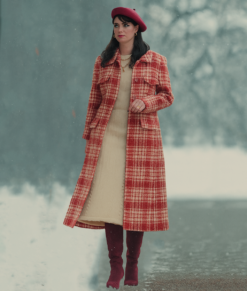 Rina Women's Red Wool Plaid Coat - Clearance Item-FrontView