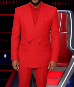 The Voice John Legend Red Suit-Front