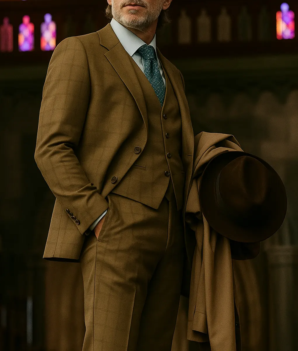 Wake Up Dead Man Daniel Craig 3 piece Suit-Side