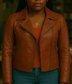 Ballard Courtney Taylor Brown Leather Jacket-Front