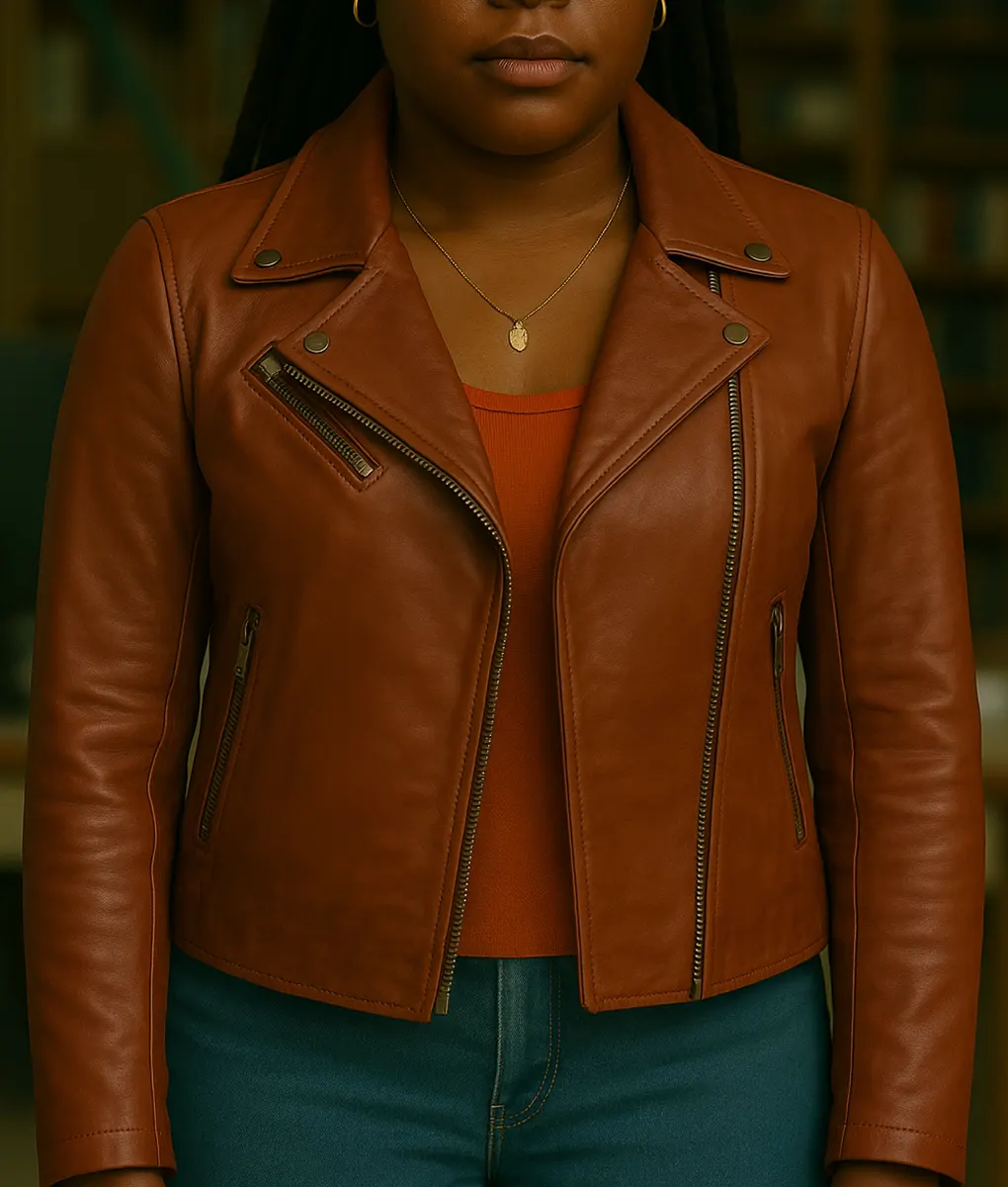 Ballard Courtney Taylor Brown Leather Jacket-Front