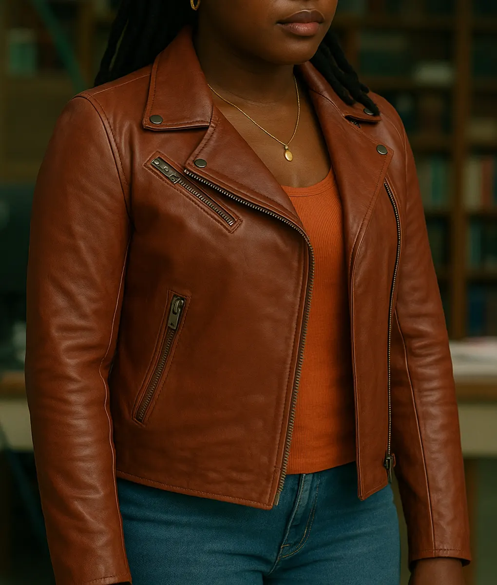 Ballard Courtney Taylor Brown Leather Jacket-Side