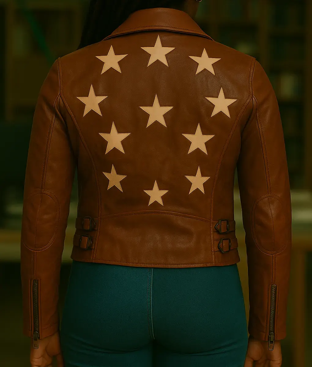 Ballard Courtney Taylor Brown Leather Jacket-Back
