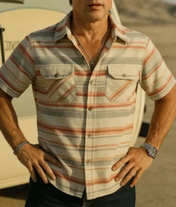 Brad Pitt Stripe Shirt-Front