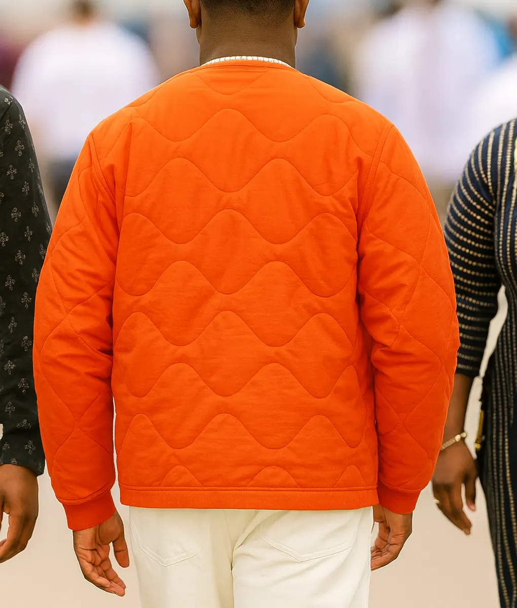 Damson Idris Orange Quilted Puffer Jacket-Back