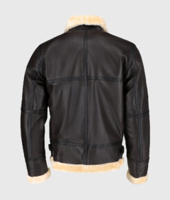 George Men&rsquo;s Brown Bomber Leather Jacket - Clearance Item-Back View