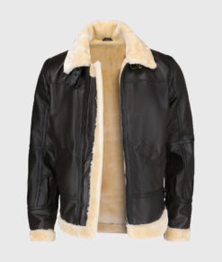George Men&rsquo;s Brown Bomber Leather Jacket - Clearance Item-Front View1