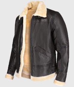 George Men&rsquo;s Brown Bomber Leather Jacket - Clearance Item-Side View