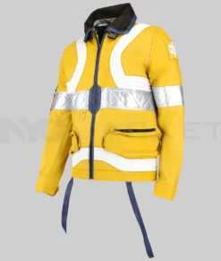 George Men's Yellow Cotton Satin Jacket - Clearance Item-SideView