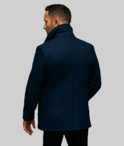 Henry Men's Blue Wool Pea Coat - Clearance Item-BackView