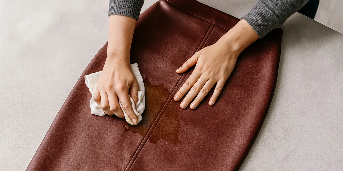 SYNTHETIC LEATHER WASH WIND SKIRT Petite Washed Brown Faux Leather