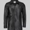 Jack Men's Black Leather Trench Coat - Clearance Item-FrontView