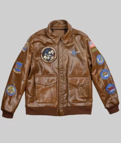 James Men's Brown Airmen Leather Jacket - Clearance Item-FrontView