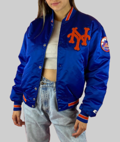 Jasmin Women's Blue Satin Jacket - Clearance Item-Front View