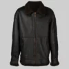 Jason Men's Black Shearling Leather Jacket - Clearance Item-Front View