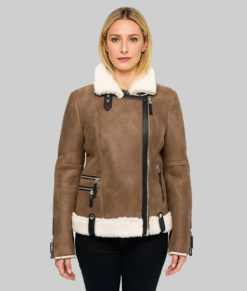 Lisa Women's Brown Leather Jacket - Clearance Item-FrontView