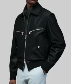 Sam Men's Black Leather Jacket - Clearance Item-Front View
