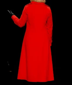 Toni Storm Double Breasted Red Wool Coat-Back