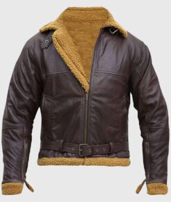 William Men's Brown Shearling Leather Jacket - Clearance Item-FrontView
