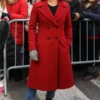 American Singer Lucy Hale Red Christmas Coat-Front