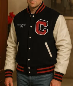 Cooley High Black And Off-White Letterman Jacket-Front