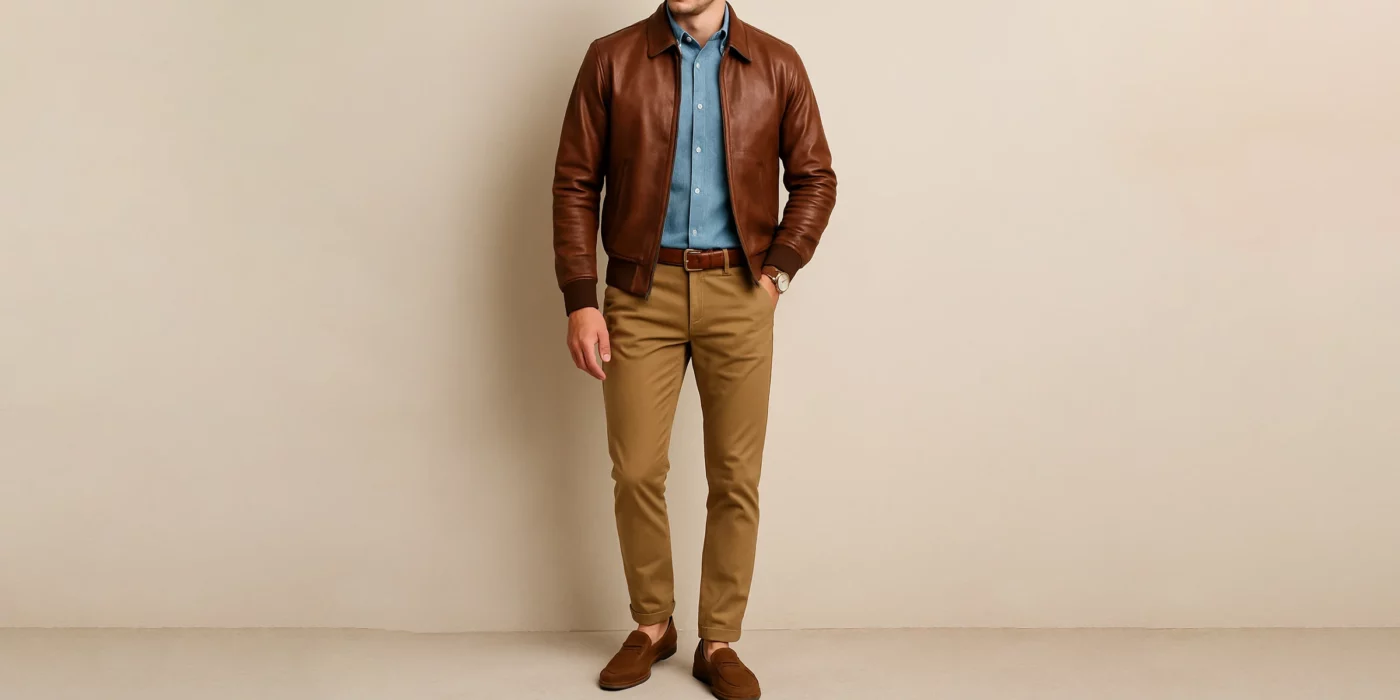how to style a brown leather jacket
