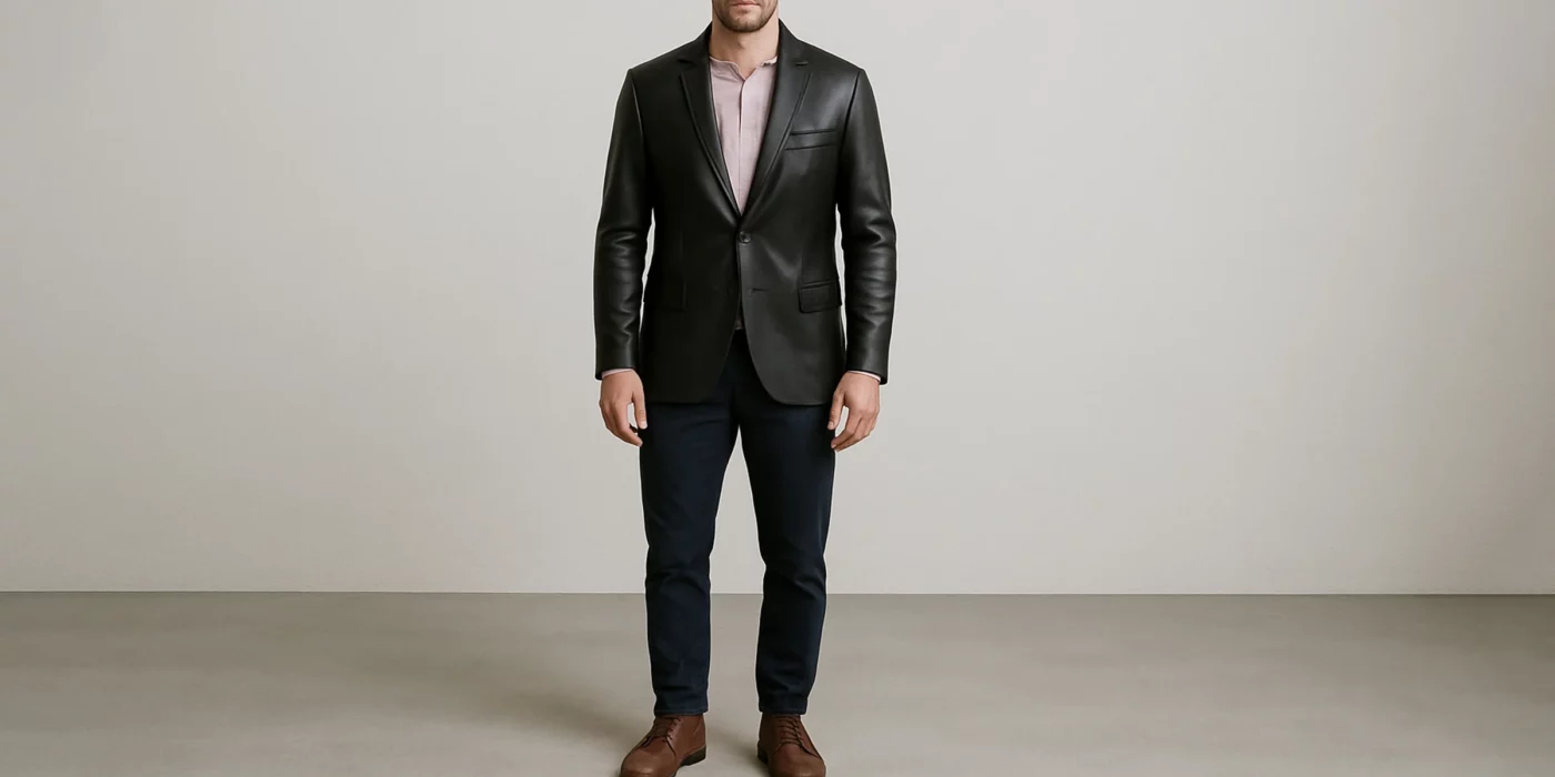 black leather jacket outfit men