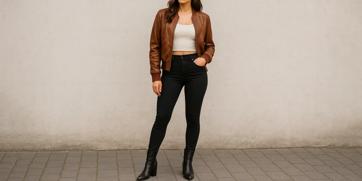 how to style a brown leather jacket