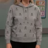 Leanne Kristen Johnston Grey Skull Print Hoodie-Front