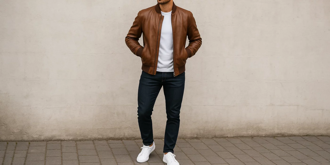how to style a brown leather jacket