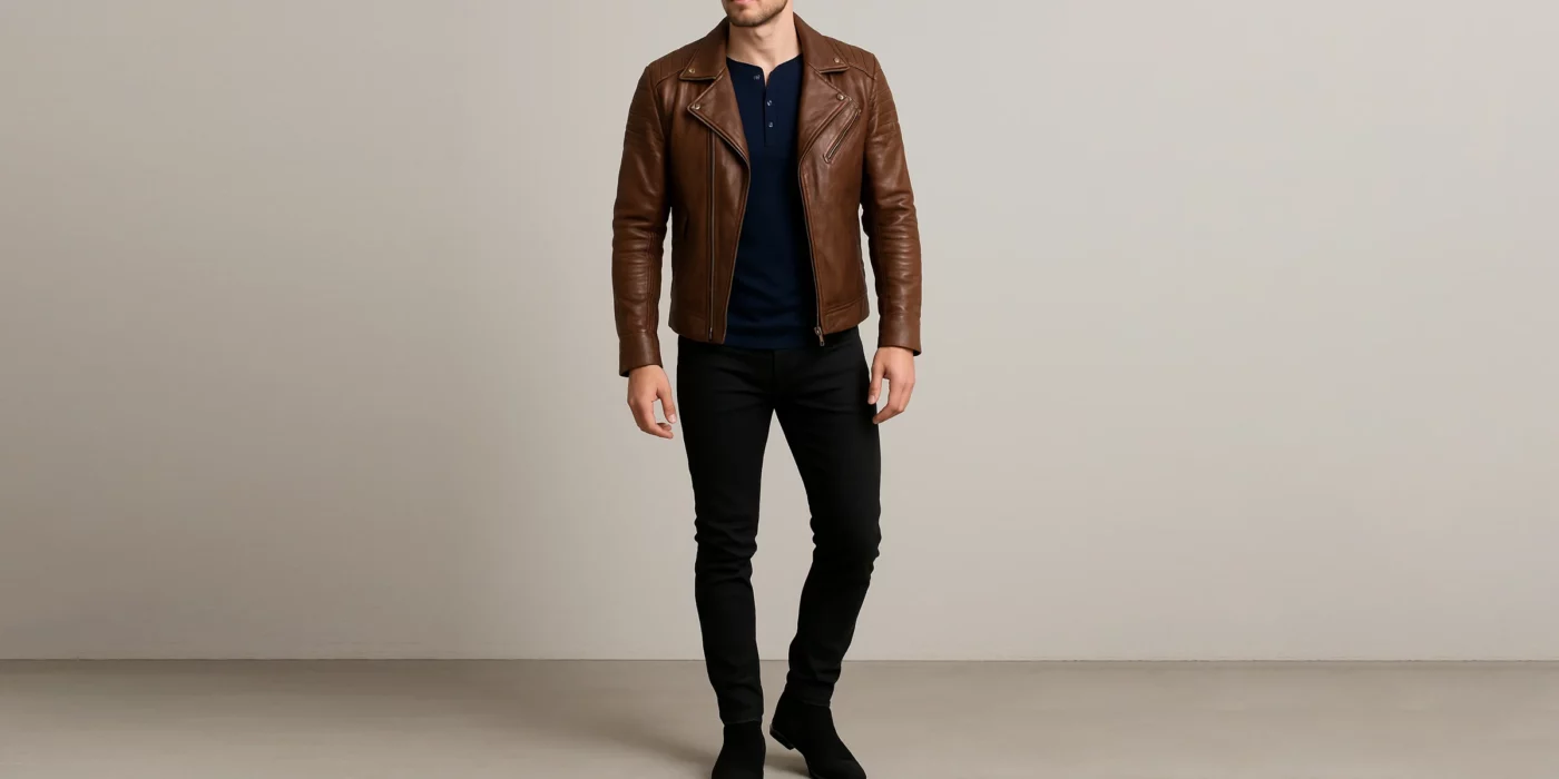 how to style a brown leather jacket