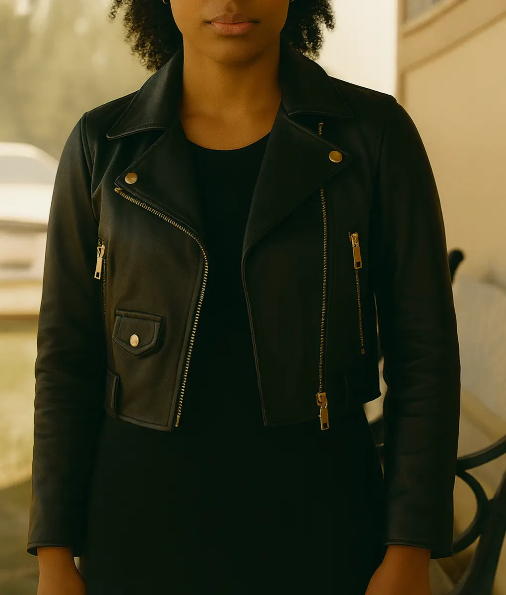 One Battle After Another Chase Infiniti Black Leather Jacket