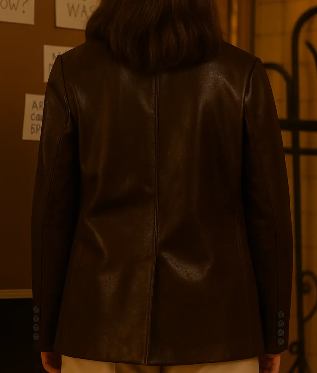 Only Murders in the Building S05 Selena Gomez Leather Coat-Back