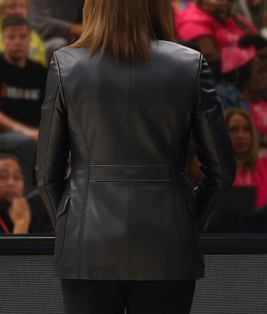 Stephanie White Black Leather Blazer-Back