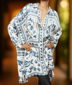 The White Lotus S03 Parker Posey Printed Shirt Dress-Front